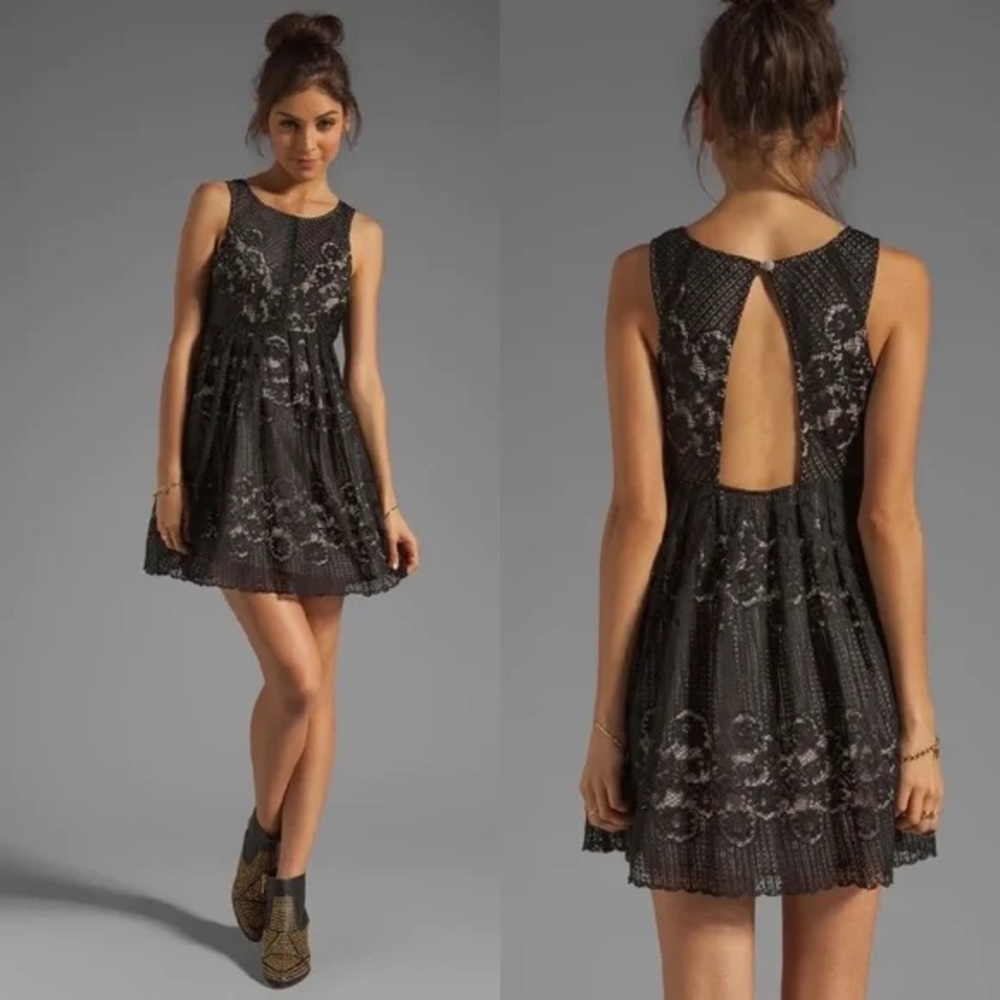 Free People Black Lace Rocco Dress (Size 6)